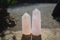 Polished Gemmy Rose Quartz Points x 2 From Antsirabe, Madagascar - Toprock Gemstones and Minerals