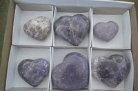 Polished Purple Lepidolite  Hearts  x 6 From Madagascar - Toprock Gemstones and Minerals
