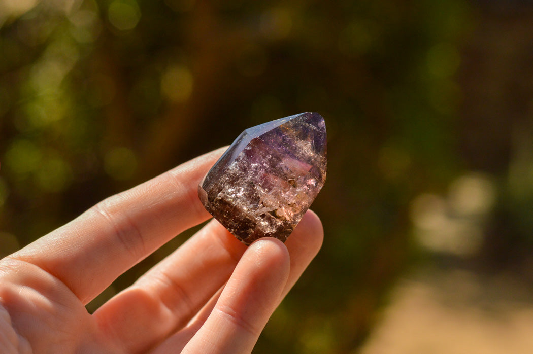 Polished Amethyst Window Quartz Crystals x 12 From Ankazobe, Madagascar - TopRock