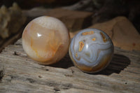 Polished Agate Spheres x 2 From Madagascar - Toprock Gemstones and Minerals