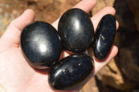 Polished Schorl Black Tourmaline Palm Stones  x 12 From Madagascar - TopRock