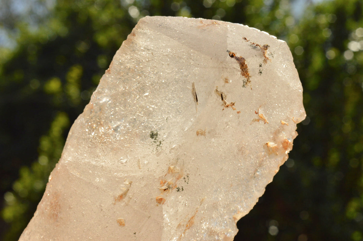 Polished Groovy Etched "Ice" Quartz Crystals With Green Chlorite & Brown Laterite Inclusions x 2 From Zimbabwe - TopRock