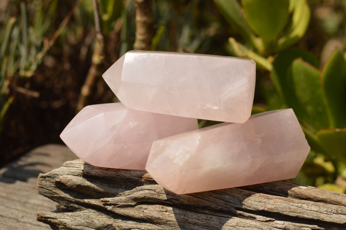 Polished Light Pink Stunning Rose Quartz Points x 4 From Ambatondrazaka, Madagascar - TopRock