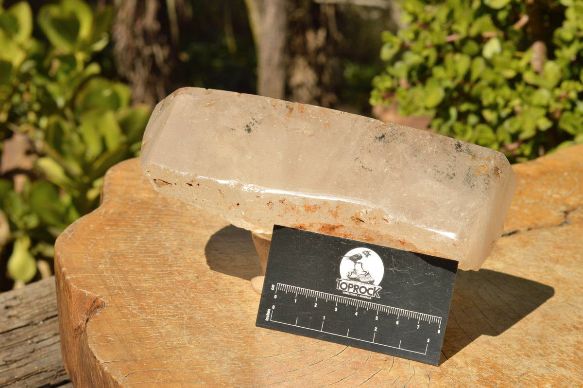 Polished Groovy Etched "Ice" Quartz Crystals With Green Chlorite & Brown Laterite Inclusions x 2 From Zimbabwe - TopRock