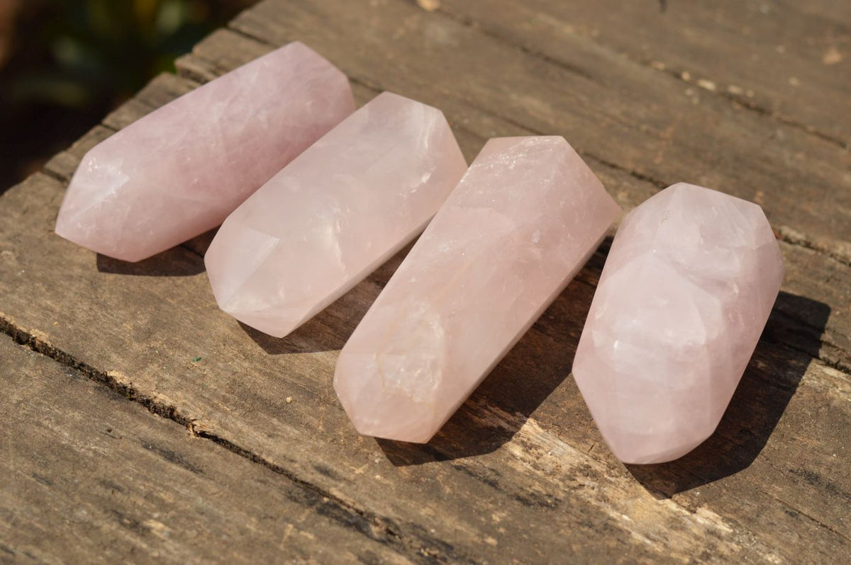 Polished Light Pink Stunning Rose Quartz Points x 4 From Ambatondrazaka, Madagascar - TopRock