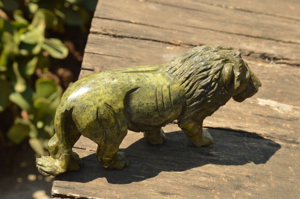 Polished Leopard stone Lion Carving x 1 From Zimbabwe - TopRock