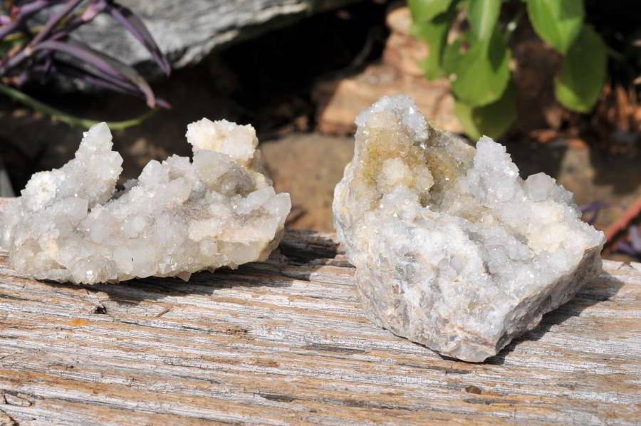 Natural White Spirit Quartz Clusters x 2 From Boekenhouthoek, South Africa - TopRock