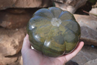 Polished Green Verdite Pumpkin Carving x 1 From Mazoe, Zimbabwe - Toprock Gemstones and Minerals