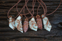 Polished Mixed Copper Wire Wrapped Jewellery Pendants x 6 From Congo - Toprock Gemstones and Minerals