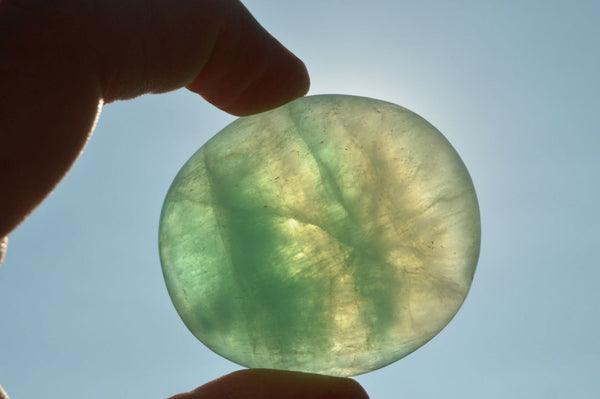 Polished Gemmy Emerald Fluorite Palm Stones  x 12 From Madagascar - TopRock