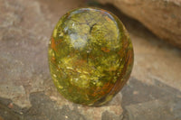 Polished  Green Opal Standing Free Forms x 6 From Madagascar - Toprock Gemstones and Minerals