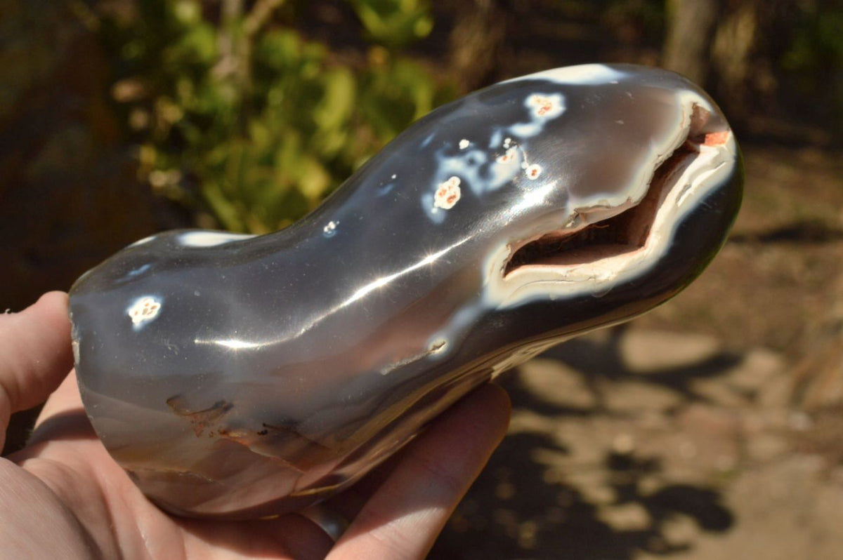 Polished Snow / Orca Agate Standing Free Forms x 2 From Madagascar - TopRock