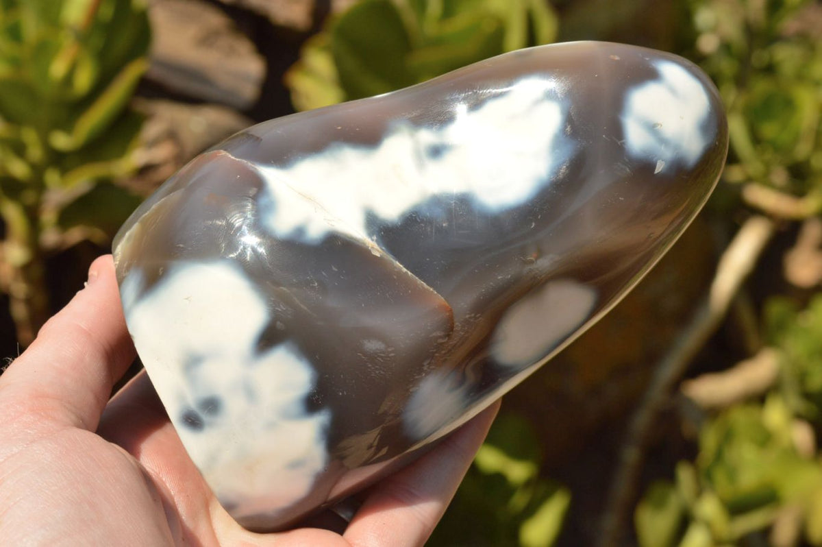 Polished Snow / Orca Agate Standing Free Forms x 2 From Madagascar - TopRock