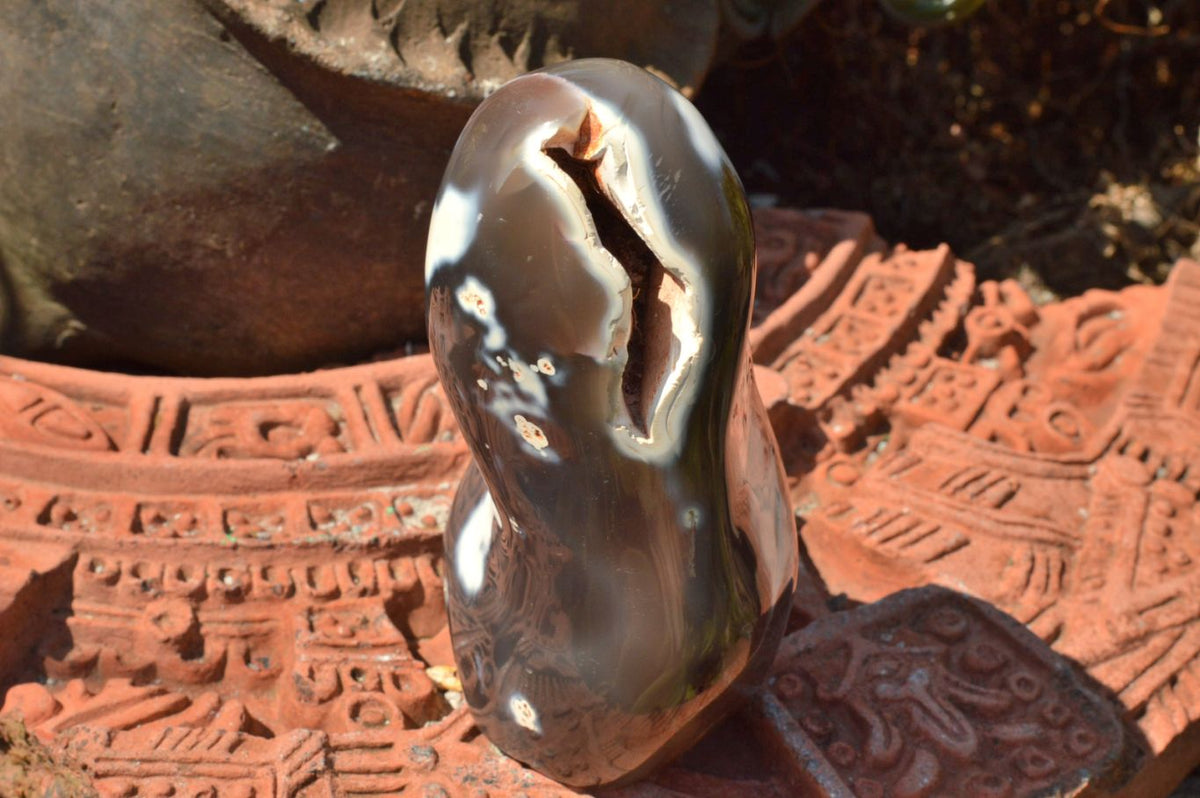 Polished Snow / Orca Agate Standing Free Forms x 2 From Madagascar - TopRock