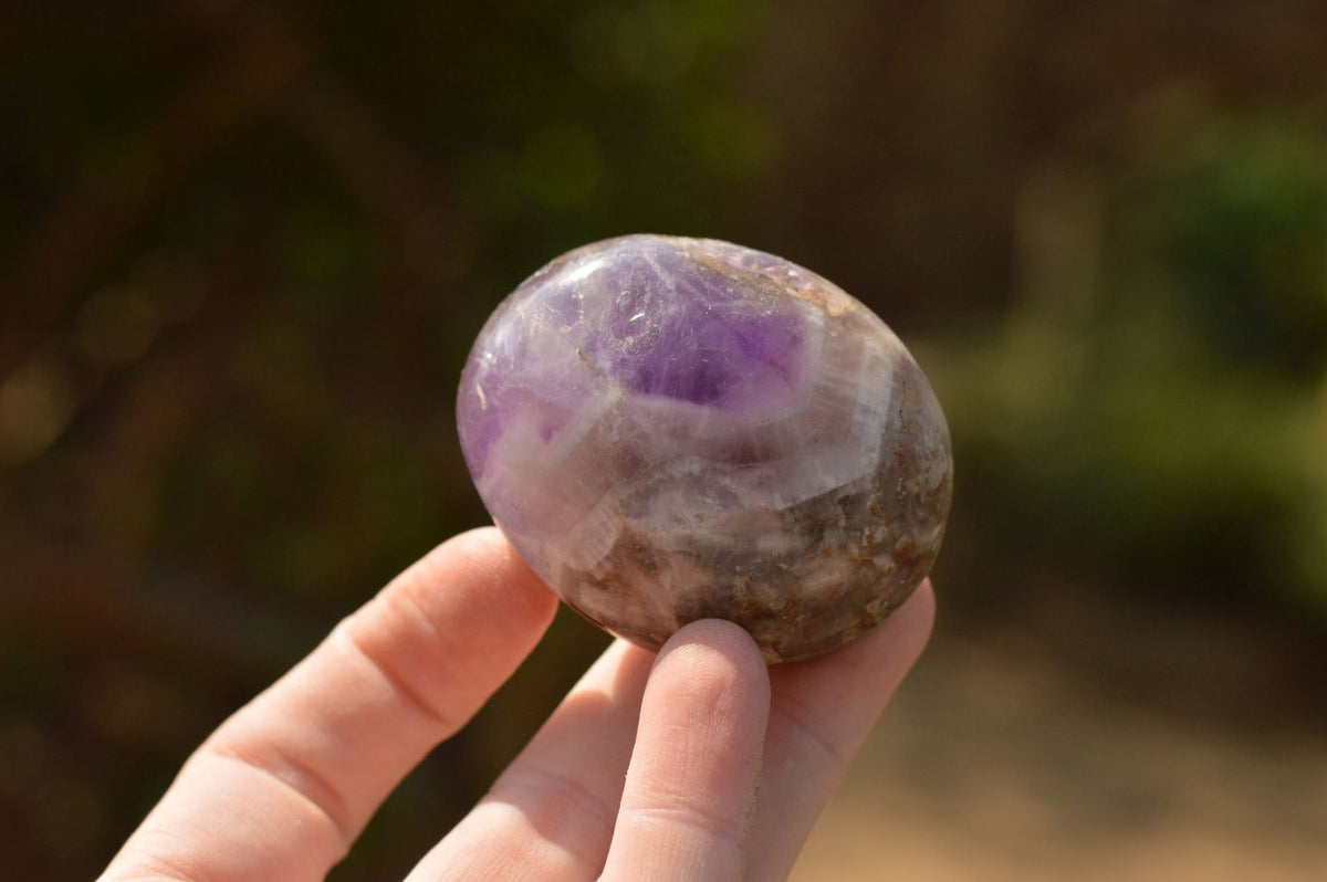 Polished Amethyst Palm Stones With Smokey Patterns x 12 From Madagascar - TopRock