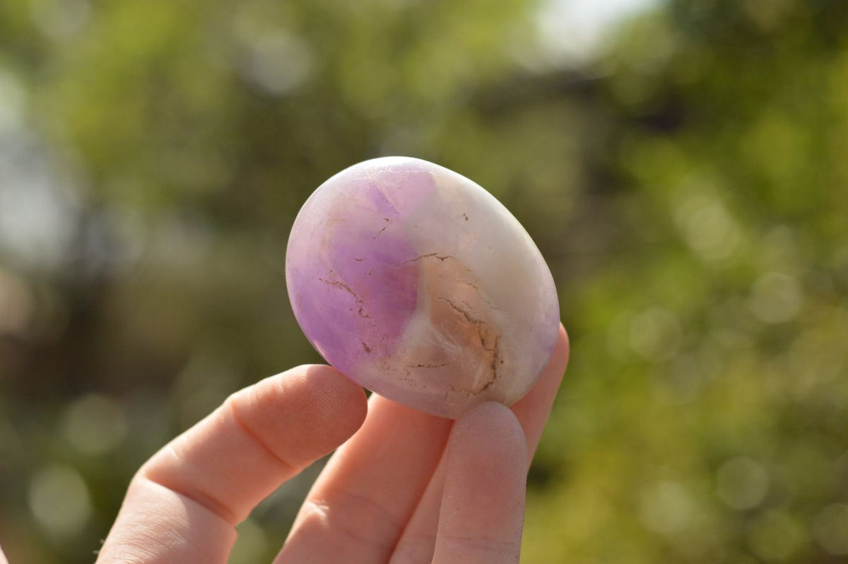 Polished Amethyst Palm Stones With Smokey Patterns x 12 From Madagascar - TopRock