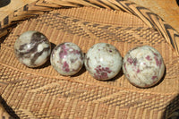 Polished Pink Tourmaline Rubellite Spheres (Small x 4, Medium x 1) x 5 From Ambatondrazaka, Madagascar - TopRock