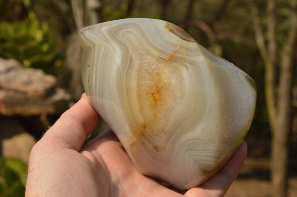 Polished Banded Agate Flame With Crystalline Features  x 1 From Mandrosonoro, Madagascar - TopRock