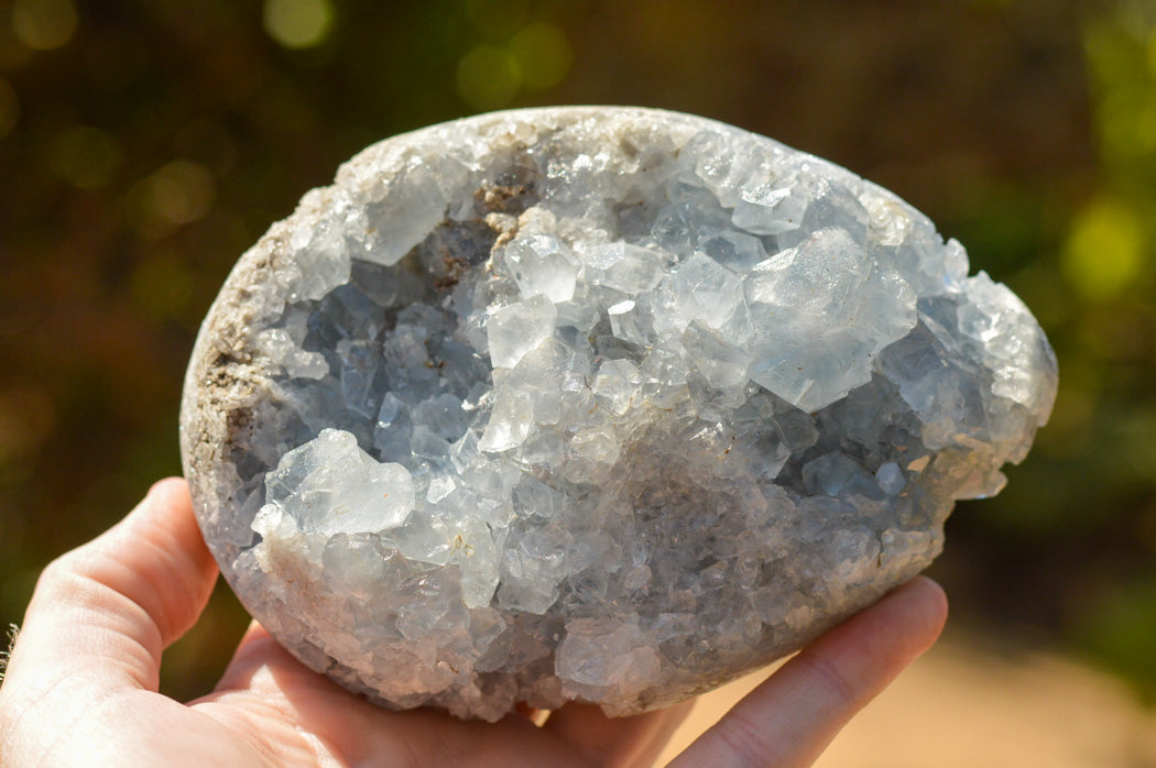 Polished Blue Celestite Eggs With Crystalline Centres x 2 From Sakoany, Madagascar - TopRock