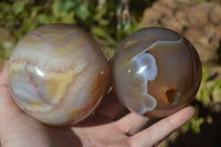 Polished Agate Spheres x 2 From Madagascar - Toprock Gemstones and Minerals