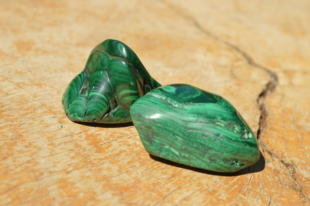 Polished Malachite Free Forms With Stunning Flower & Banding Patterns x 12 From Congo - TopRock