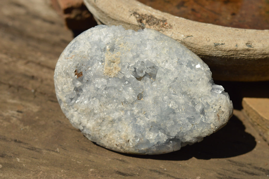 Polished Blue Celestite Eggs With Crystalline Centres x 2 From Sakoany, Madagascar - TopRock