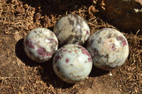 Polished Pink Tourmaline Rubellite Spheres (Small x 4, Medium x 1) x 5 From Ambatondrazaka, Madagascar - TopRock