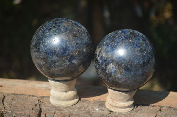 Polished Rare Iolite / Water Sapphire Spheres  x 2 From Madagascar