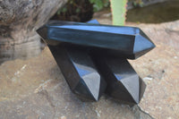 Polished Double Terminated Black Basalt Points  x 3 From Antsirabe, Madagascar - Toprock Gemstones and Minerals
