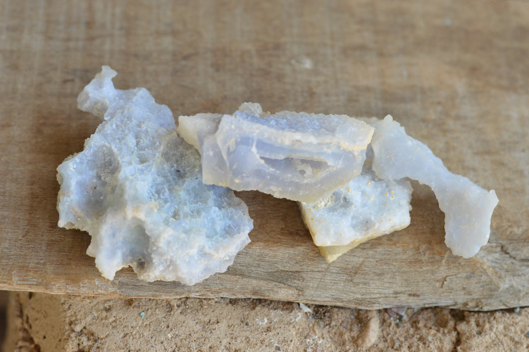 Natural Etched Blue Chalcedony Agate Specimens x 22 From Malawi - TopRock