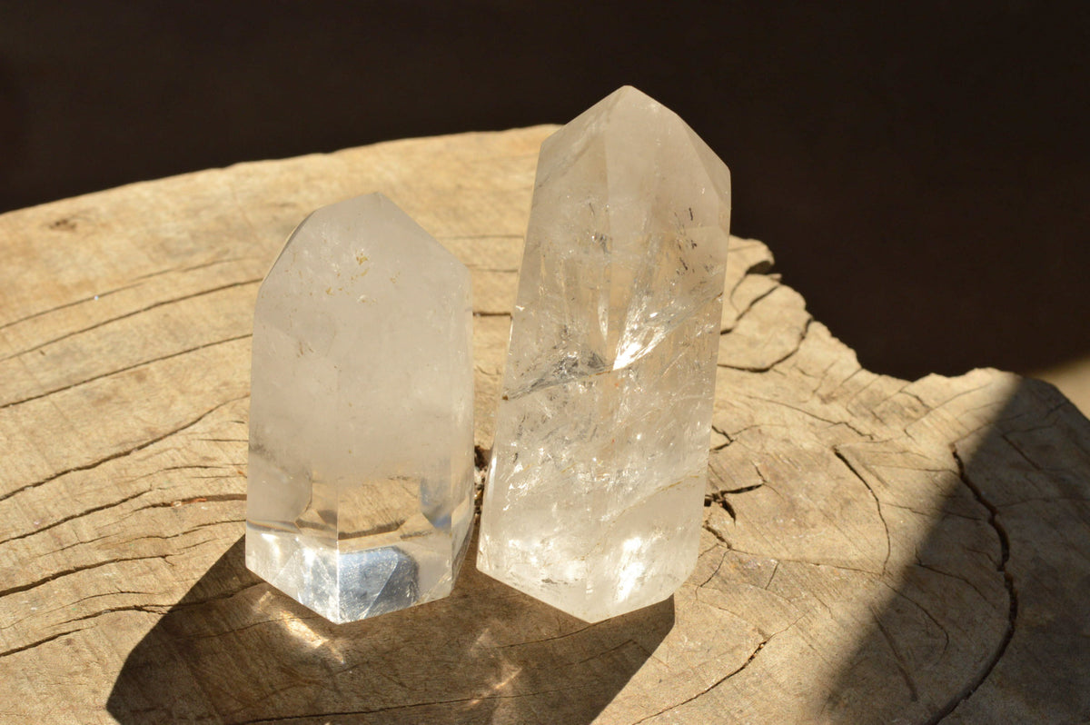 Polished Trio Of Clear Quartz Points With Rainbow Veils x 3 From Madagascar - TopRock