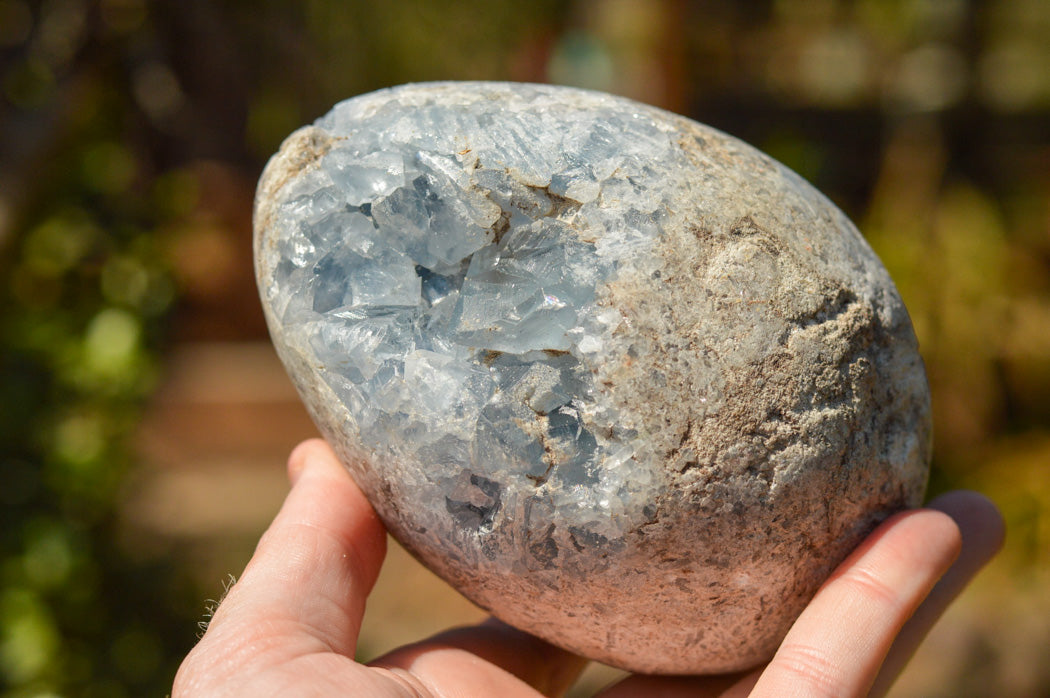 Polished Blue Celestite Eggs With Crystalline Centres x 2 From Sakoany, Madagascar - TopRock