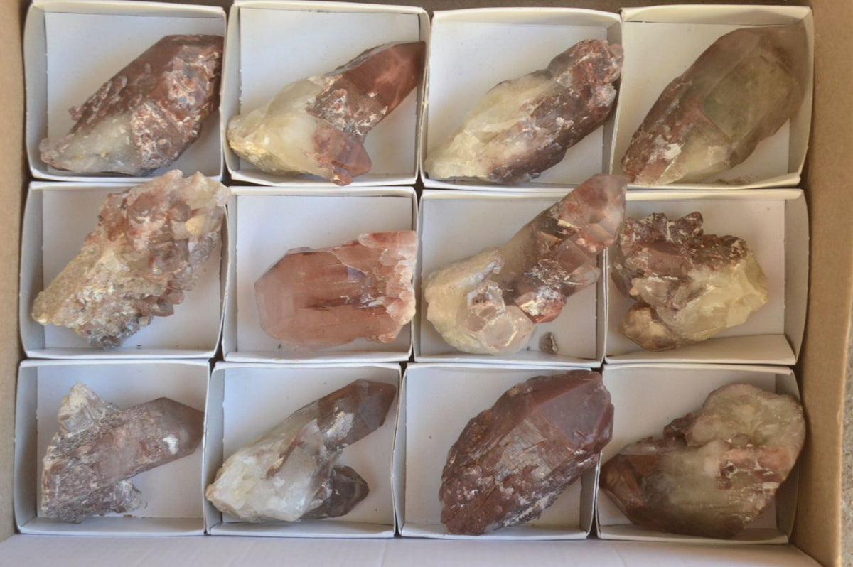 Natural Large Single Red Hematoid Quartz Crystals x 12 From Zimbabwe - TopRock