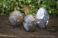 Polished Mixed Agate Standing Free Forms  x 3 From Madagascar - Toprock Gemstones and Minerals