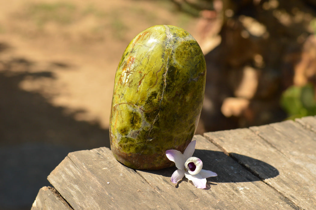 Polished Dark Exceptional Green Opal Standing Free Form x 1 From Antsirabe, Madagascar - TopRock