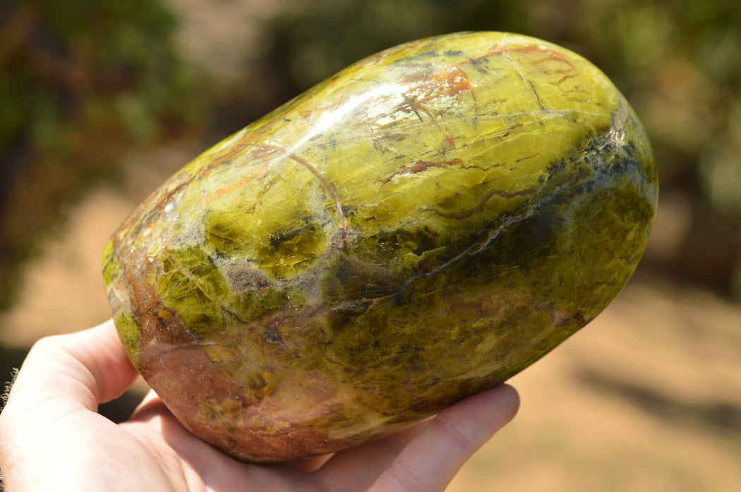Polished Dark Exceptional Green Opal Standing Free Form x 1 From Antsirabe, Madagascar - TopRock