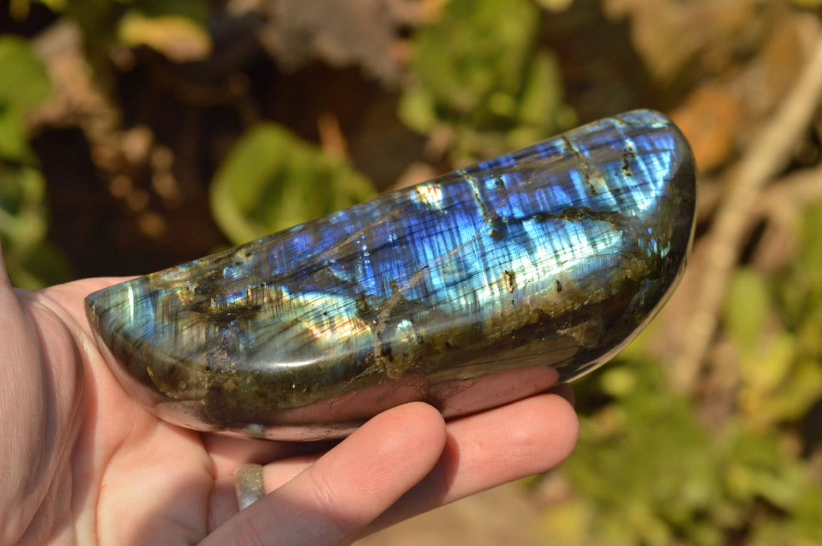 Polished Flashy Blue Labradorite Standing Free Forms x 2 From Tulear, Madagascar - TopRock