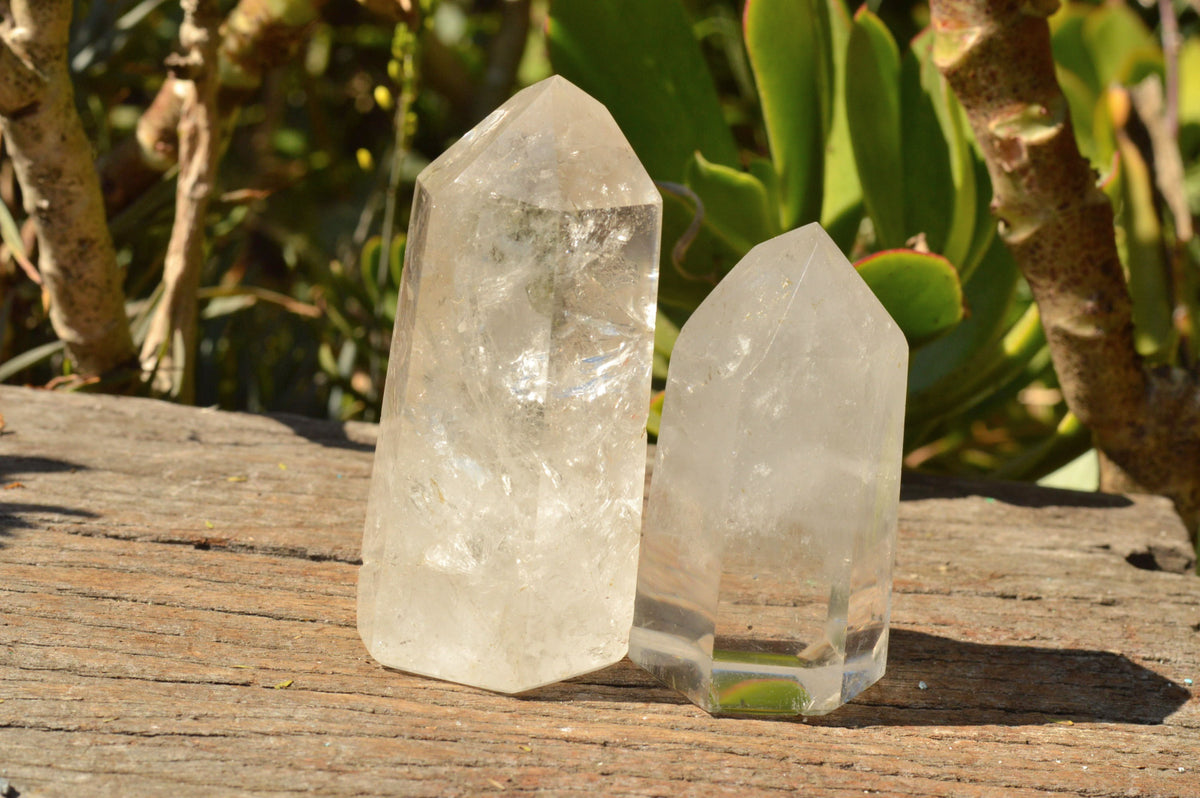 Polished Trio Of Clear Quartz Points With Rainbow Veils x 3 From Madagascar - TopRock