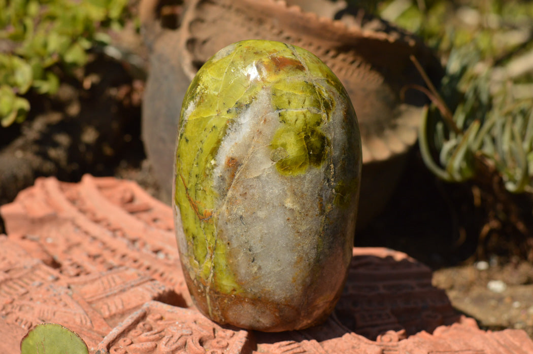Polished Dark Exceptional Green Opal Standing Free Form x 1 From Antsirabe, Madagascar - TopRock