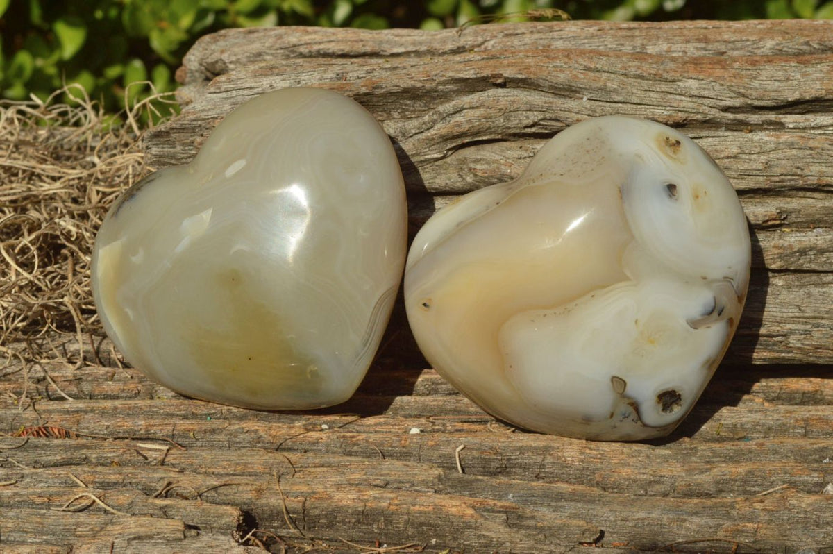 Polished Fairly Large Agate Hearts x 6 From Madagascar - TopRock