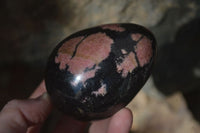 Polished Pink Rhodonite Sphere & Egg x 2 From Madagascar - Toprock Gemstones and Minerals