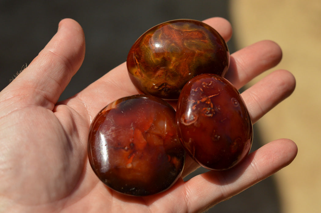 Polished Deep Red Carnelian Agate Gallets x 12 From Madagascar - TopRock