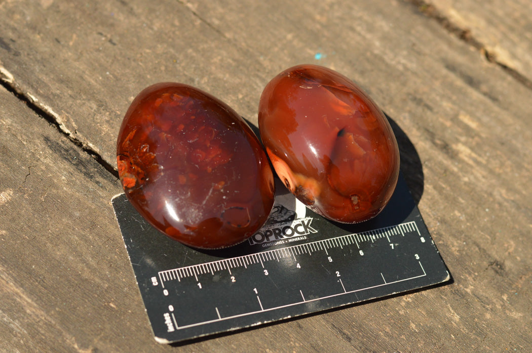 Polished Deep Red Carnelian Agate Gallets x 12 From Madagascar - TopRock