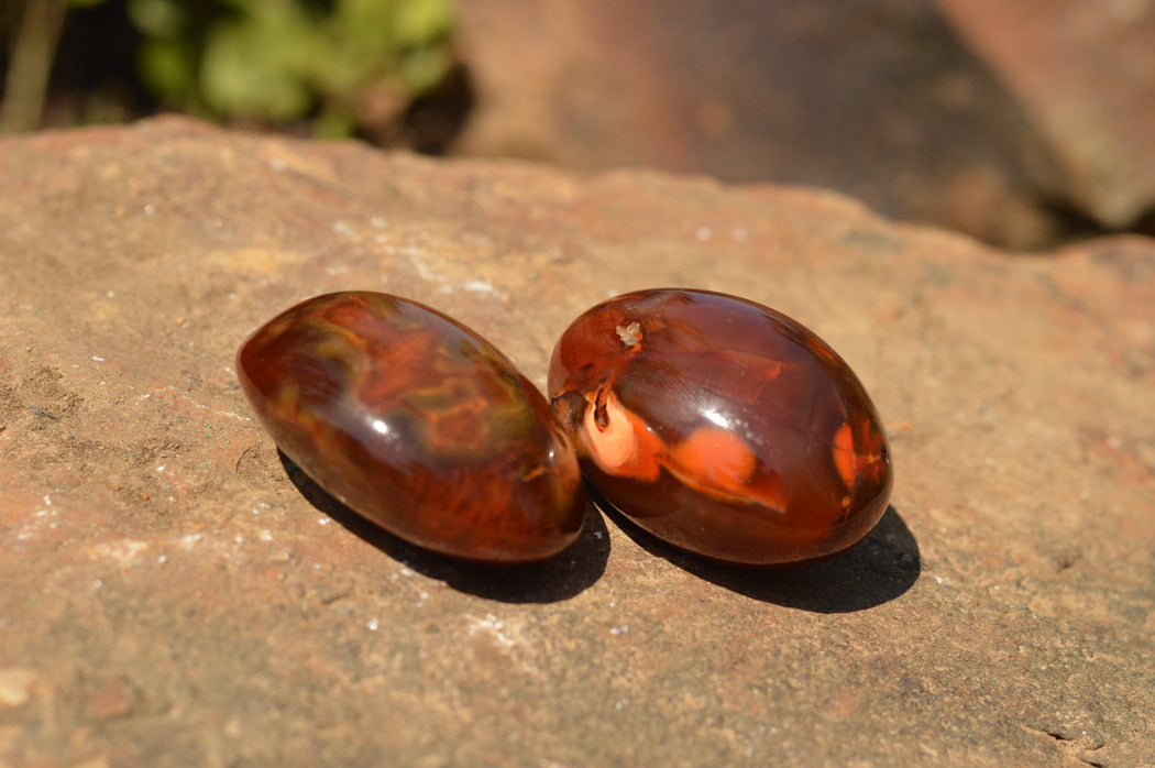 Polished Deep Red Carnelian Agate Gallets x 12 From Madagascar - TopRock