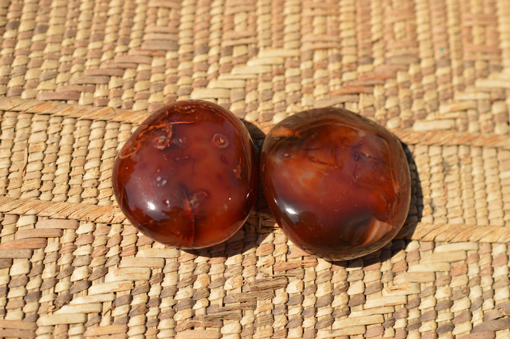 Polished Deep Red Carnelian Agate Gallets x 12 From Madagascar - TopRock