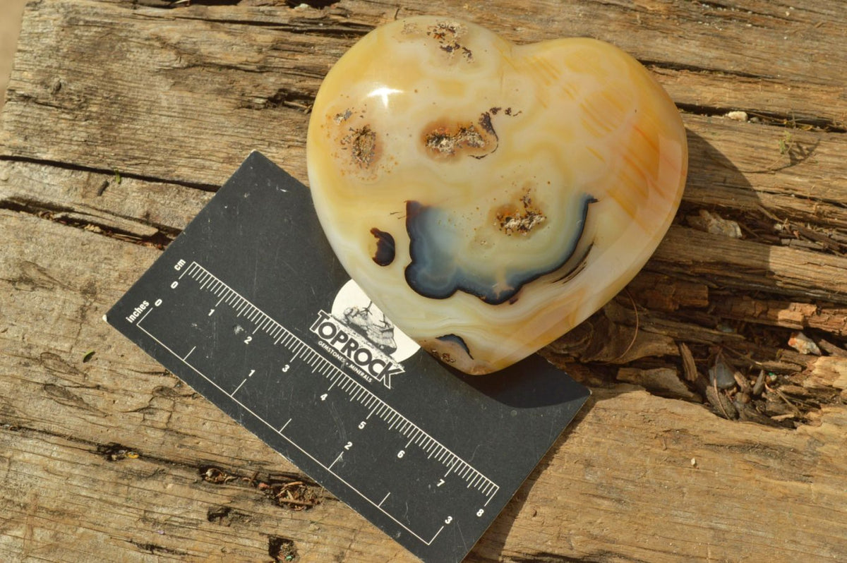 Polished Fairly Large Agate Hearts x 6 From Madagascar - TopRock
