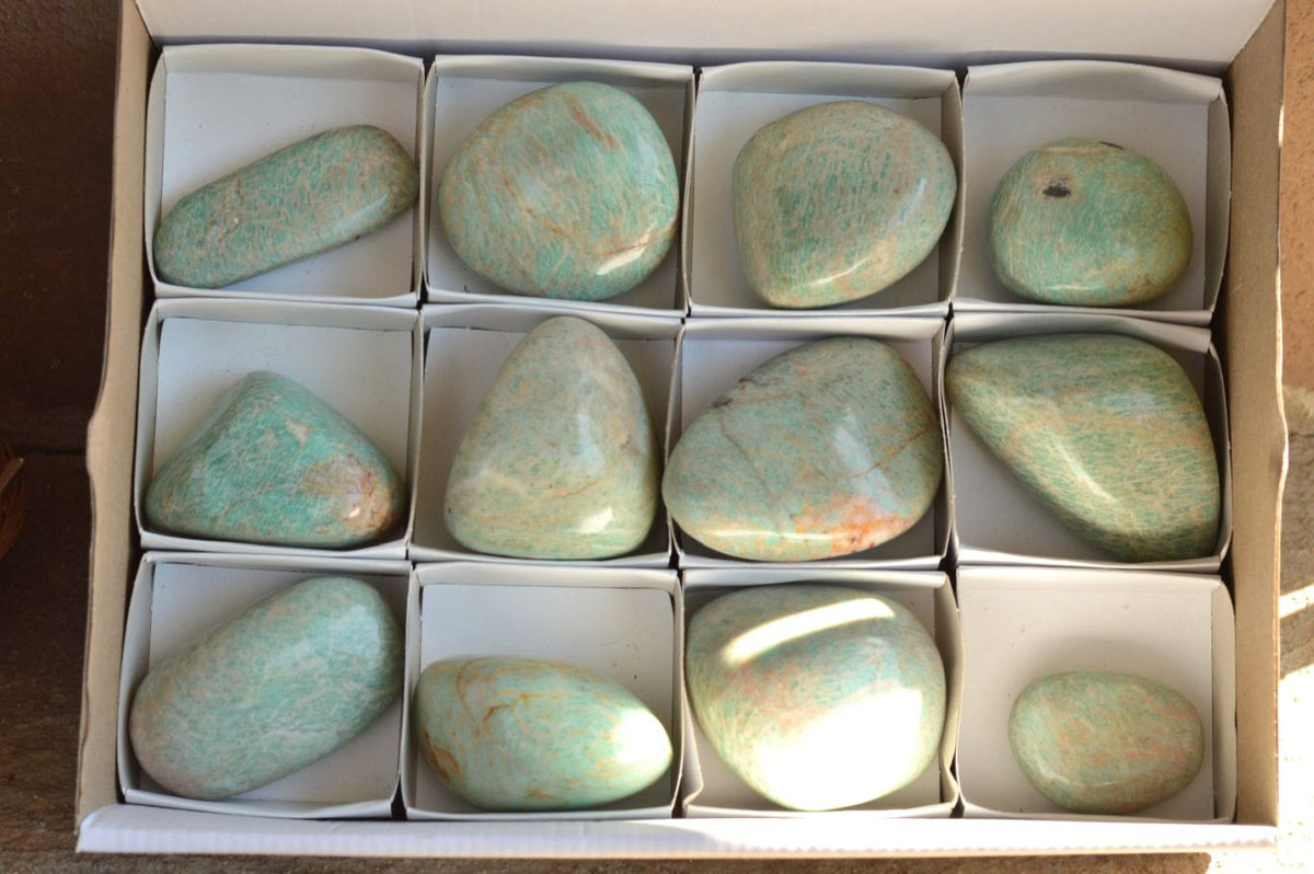 Polished Affordable Kobi Blue Amazonite Free Forms x 12 From Zimbabwe - TopRock