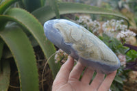 Polished Blue Lace Agate Standing Free Form x 1 From Nsanje, Malawi - Toprock Gemstones and Minerals