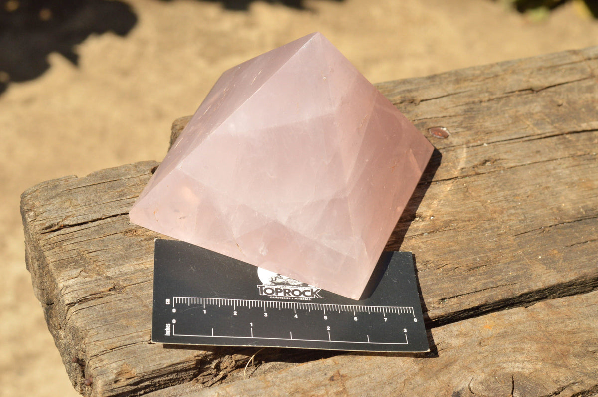 Polished Beautiful Pink Rose Quartz Pyramids x 3 From Ambatondrazaka, Madagascar - TopRock