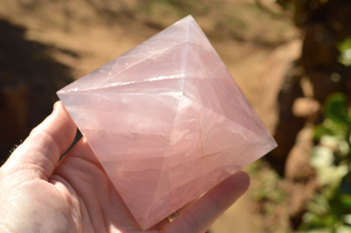 Polished Beautiful Pink Rose Quartz Pyramids x 3 From Ambatondrazaka, Madagascar - TopRock